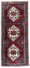 Vintage Hamedan Tribal Geometric Runner Rug 4x10 Hand Knotted Wool Oriental Area picture