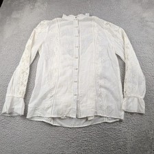 Sundance Top Womens S/M White Lacey Tank Long Sleeve Two Layers Summer Flowy picture