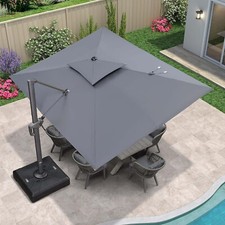 9'x 12' Cantilever Patio Umbrella Outdoor Double Top Large Umbrella with Base picture