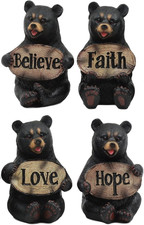 Ebros Set of Four Inspirational Bears Statues Whimsical Cute Black Bear Holding  picture