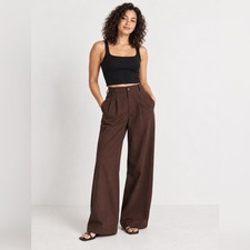 Madewell The Harlow Wide Leg Pants Womens 12 Raisin High Rise Drapey Twill picture