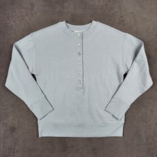 Athleta Balance Henley Sweatshirt Womens XS Light Blue Relaxed Fit Pullover NEW picture