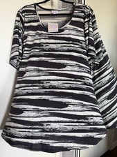 LuLaRoe Perfect T Size 3XL Black White Brush Stroke Top NWT picture