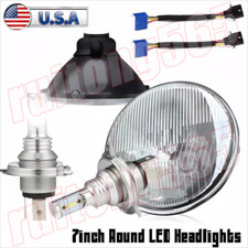 7 Inch LED Glass Headlight Round, ORIGINAL CLASSIC LOOK conversion Chrome pair picture
