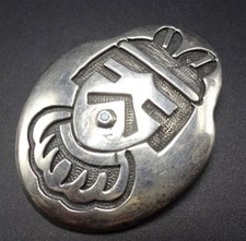 Vintage STERLLING SILVER Overlay with Turquoise KACHINA Katsina PIN/BROOCH picture