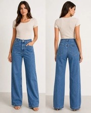 Rolla’s Sailor Wide Leg Jeans Size 27 High Rise Cotton Boho Hippie picture