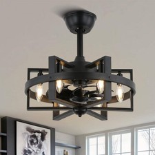 Bella Depot Vintlume 18 in. Matte Black Metal Caged Ceiling Fan with Remote picture
