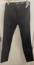 Hollister Men's No-Fade Athletic Skinny Jeans Distressed - Black - 30/32 - NWT picture