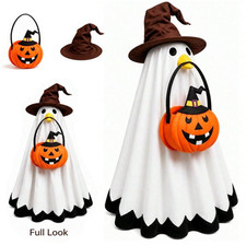Halloween Goose Outfit Ghost Pumpkin Costume for 23 Inch Lawn Goose Porch Decor picture