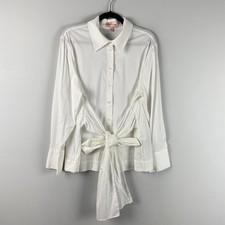Chicos Black Label Button Up Shirt XL Tie Front Long Sleeve Stretch Long Sleeve picture