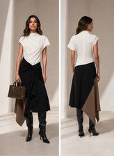 Staud Davina Asymmetric Midi-Dress Size 2 picture