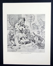 Reinike Fox Before King Lion, 1902 Typogravure vintage art print picture