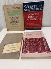 Vintage French Literature Books Lot of 4 Medieval Textbook Dictionary 1969 1974 picture