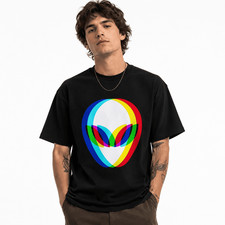 Alien Head Trippy Vaporwave Graphic T-Shirt - Cotton Retro Tee picture