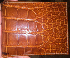 Martin Dingman Men’s Brown American Alligator Handmade Bifold Wallet w/ Logo picture