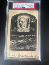 Wahoo Sam Crawford signed twice Artvue HOF Postcard Encapsulated PSA/DNA 9  GPC picture
