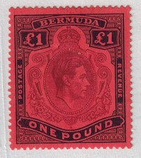 Bermuda 1938 KG VI SG 121 L1 Purple & Black on Red 1st Printing P14 MVLH GEM picture