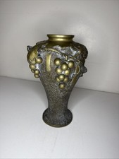 Antique Japanese Meiji Bronze Vase High Relief Grape Vine Lamp Base / Urn 9