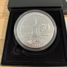 2011 America the Beautiful Five Oz Silver Coin GETTYSBURG w/US Mint Box & COA picture