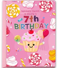 7th Birthday Card for Girl,Seven Years Old Bday Gift Card for Daughter Granddaug picture