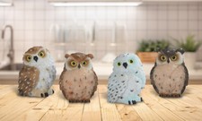 4-Piece Lovely Owl Figurine Set - Cute Owl in Different Colors 2
