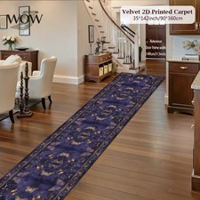 2D Flat Velvet 900G/M² Ultra-Soft Retro Golden Butterfly Vine Corridor Long Ru picture