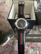 Unisex gently used Gucci Authentic syn XXL 137101 black Signature Rubber Strap picture