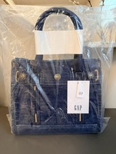 Gap Small Denim Five Pocket Tote Bag Dark Wash Blue Jean Handbag Purse New picture