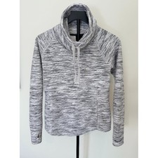Marmot Quilted Cowl Neck Pullover Gray White Marled Fleece Small Winter Top picture