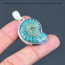 925 Sterling Silver Ammonite Opal Doublet Gemstone Anniversary Pendant Jewelry picture