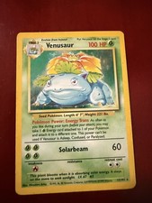 Pokémon Base Set Unlimited Holo Rare Venusaur 15/102 Card Moderately Played picture