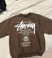Stüssy World Tour Crewneck Black Pullover Sweatshirt Men's Medium Stussy picture