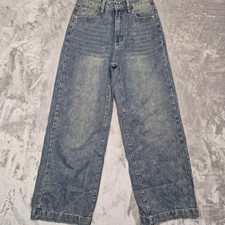 SHEIN Women Blue Acid Wash High Waist Wide Leg Jeans Size 27 Medium Wash Denim picture