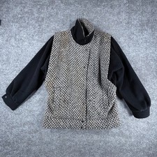 Vintage Outer Scene Jacket Womens 11/12 Black Gray Herringbone Pattern Oversized picture
