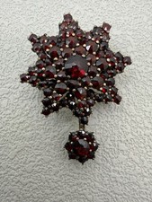 Vintage Granat Turnov Bohemian Garnet  Brooch  Pin Pendant  Articulated 900 Star picture