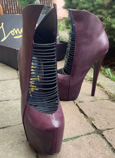 ZIGI LONDON TRASH CRIME PATENT LEATHER BANDED WING STRAPPY WEDGE BOOTIE 6.5 US picture