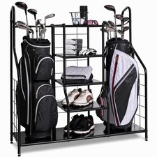 Morvat Golf Organizer Holds 2 Golf Bags 5 Metal Shelves Adjustable Feet 38x36x16 picture