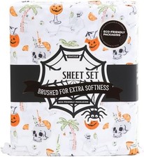 Envogue Halloween Skeleton & Pumpkin Sheet Set - Twin Size picture