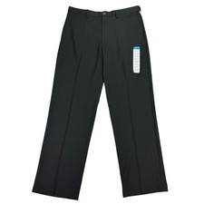 Haggar Mens Cool 18 Pro Classic Fit Flat Front Stretch Dress Pants Black 36x32 picture