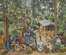 Loïs Mailou Jones Market-Kenscoff Haiti 1954 Haitian Market Painting picture