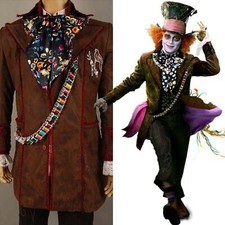 Johnny Depp Wonderland Mad Hatter Cosplay Costume Halloween Jacket Full Set picture