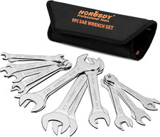 19-Piece Super-Thin Open End Wrench Set with Rolling Pouch, CR-V Steel SAE & Met picture