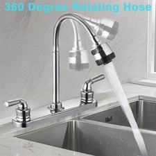 360° 8inch Chrome Kitchen Faucet Sink Mixer Pull Down Sprayer 2 Handle Plastic picture