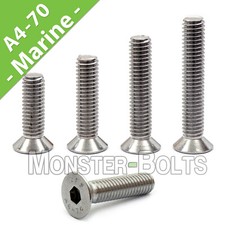 M6 Flat Socket Cap Screws, Marine Grade 316 / A4 Stainless Steel Metric DIN 7991 picture