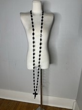Vintage GERARD MONIES Carved Horn Long Drop Multi Use Wear Cross Necklace picture