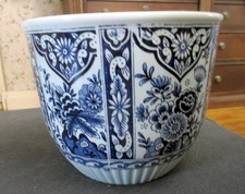 Vintage Mid-20th Century Royal Dutch Blue & White Delft Cachepot Planter     jgx picture