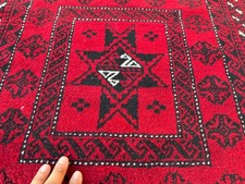 4x8 RED VINTAGE RUG oriental handmade ANTIQUE geometric handwoven heriz 3x8 ft picture
