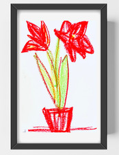 Guajardo Art: Amaryllis Flowers 9X6 Original Oil Pastel Paper Home Decor picture
