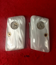 Exceptional Pair of White  Pearl Grips w/Silver Colt  mdlns for Colt 1908 picture