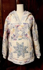 Vintage Quilt Pullover Jacket Hoodie Handmade Upcycled Wearable Art Cottagecore picture